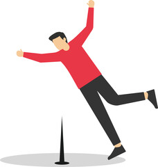 A person tripping over a sharp spike on the ground.

