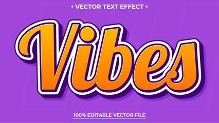 Vibes text effect template with 3d style editable font effect