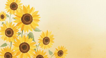 Sunflower Watercolor Floral Arrangement Illustration Background for Summer Autumn Design