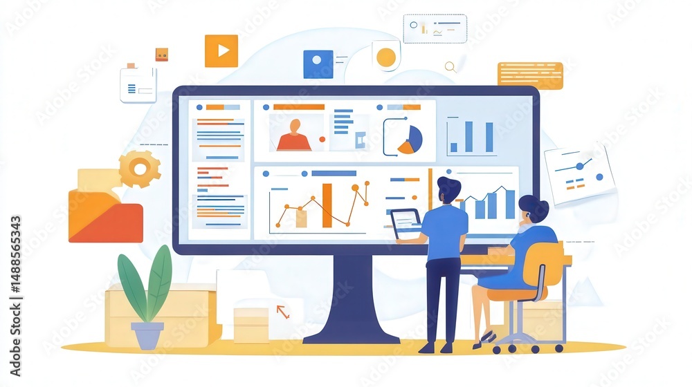 Poster workflow management tools to monitor task completion, optimize the work process, and keep the team a