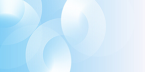 Abstract minimalist banner background, pastel colorful, blue and white gradations. Circle effect style geometric simple art