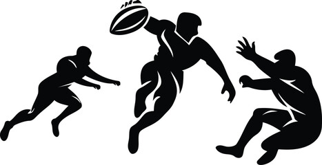 Rugby player in action stylish silhouette vector art, rugby player in action vector icon, rugby player in action line art vector design