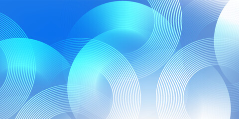 Abstract minimalist banner background, pastel colorful, blue and white gradations. Circle effect style geometric simple art