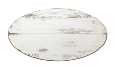 Oval white washed wooden sign with transparent background