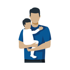 Father gently holding his baby son