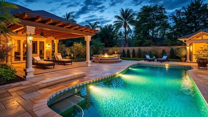 Elegant Outdoor Oasis: Stunning Pool, Deck, and Pergola Design