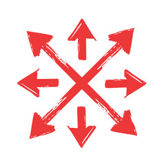 Red arrows pointing multiple directions choice