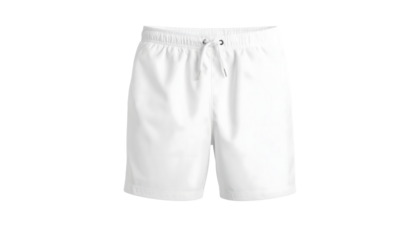 Blank white swimming trunks shorts mockup isolated on transparent background
