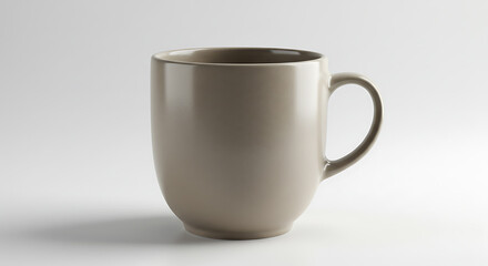 Fototapeta premium Taupe Ceramic Mug, Minimalist Design Isolated on White Background Studio Shot
