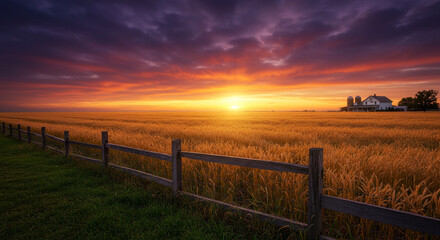 Fototapeta premium sunset over the field