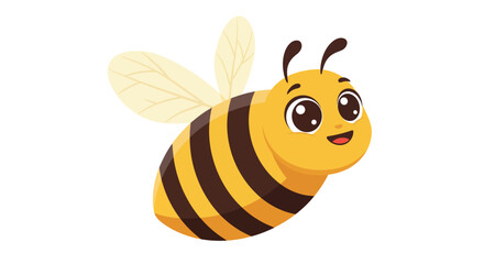 Adorable vector illustration of a cheerful bumblebee featuring vibrant colors, striped body, and smiling face. Ideal for children's designs, educational materials, or nature-themed graphics.

