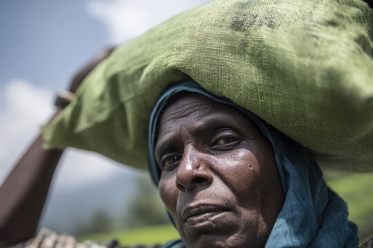India's Munar tea plantation is where a worker carries tea leaves inside a bag