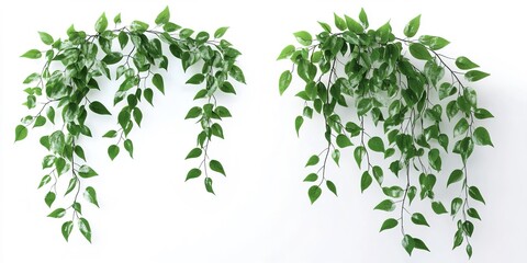 Two Artificial Hanging Plants with Green Leaves