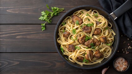 Delicious mushroom pasta recipe easy italian linguine dinner with fresh parsley and garlic sauce