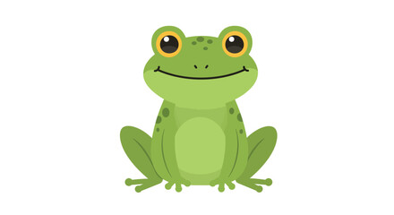 Playful and adorable cartoon illustration of a cheerful green frog with big round eyes, perfect for educational, children's, or nature-themed content, conveying joy, innocence, and a vivid connection 