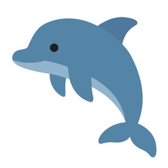 Cute dolphin leaping in blue cartoon splash suitable for children's books, educational materials, animations, and nature themed designs. Joyful marine creatures
