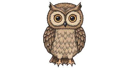 Obraz premium Decorative folk-style owl illustration in vector format, textured look variation 2