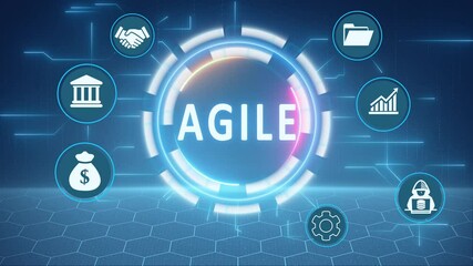 agile standards quality control assurance warranty business technology concept. Business technology process improvement concept on virtual screen