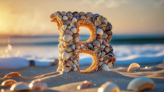 Symbol of letter B crafted with shells