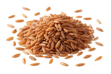 Obraz premium Discovering the rich texture and earthy tones of brown rice grains piled together, showcasing a natural ingredient perfect for healthy meals and culinary creativity Generative AI