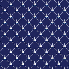 Naklejka premium A seamless navy-themed pattern featuring white warships and interlinked chains on a dark blue background. Ideal for military, nautical, or maritime design projects
