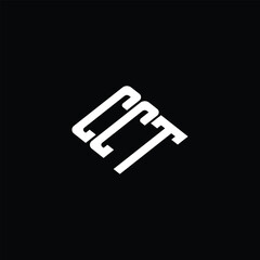 CCT letter logo design on black background.