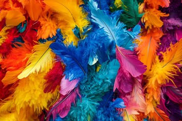 Brazilian carnival feather costume in dazzling colors