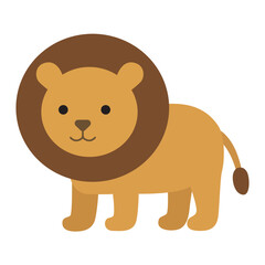 Cute lion with a fluffy brown mane suitable for children's books, nursery decorations, educational materials, and wildlife conservation campaigns
