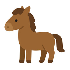 Cute horse in brown cartoon form, perfect for children's books, farm themed designs, equestrian logos, and nature inspired illustrations