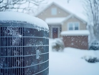 Air Conditioning Unit Covered in Snow