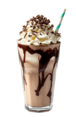 Delicious chocolate milkshake with whipped cream topping