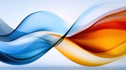 Obraz premium This artwork features flowing waves in vibrant shades of blue, orange, and gray, representing movement and elegance, perfect for contemporary art lovers or design inspiration