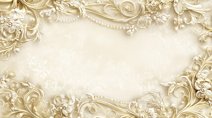 A luxurious 3D ornamental frame with refined golden carvings and blank card center. Ideal for premium wedding invitations, royal floral greeting cards, or upscale design templates.

