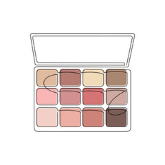 Hand drawn eyeshadow palette vector. Makeup icon, one line continuous drawing. Beauty product linear silhouette. Cosmetics minimal print, banner, card, poster, brochure, logo, sign, symbol.