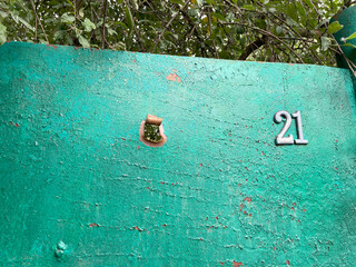 door number 21 pierced by shrapnel