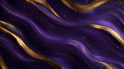 Elegant Purple and Gold Abstract Waves Background for Design Use
