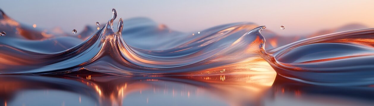 Abstract digital rendering of fluid waves in cool tones.