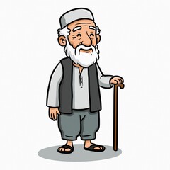 old grandfather cartoon illustration