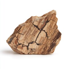 petrified wood stone on white background