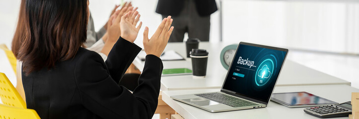 Backup Storage Data Internet Technology Business concept. Database storage cloud technology file...