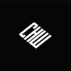 CHW letter logo design on black background.