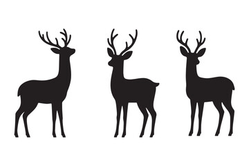 Deer silhouette vector illustration shows a wild stag, a mammal with antlers, in a nature-inspired design