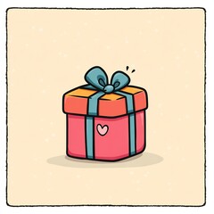 gift box with ribbon cartoon style