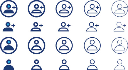 "User Add Icon Pack – Minimal Line and Fill Style – Vector Design,
Flat and Outline User Profile Icons – Add Friend Symbols – Vector Set, Profile Add Icons Collection – Modern UI/UX Line and Solid Ico