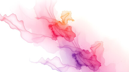 Obraz premium Watercolor Dreamscape Bloom - An enchanting abstract image featuring delicate, translucent plumes of pink, purple, and hints of warm orange watercolor.
