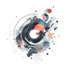 Obraz premium Abstract Geometric Composition with Circular Forms and Dynamic Visual Elements
