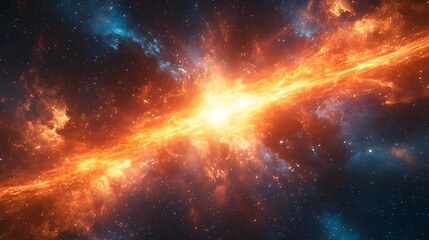 A radiant cosmic streak dominates this celestial canvas. Fiery nebulae and twinkling stars evoke wonder and awe. Ideal for space & science themes. Astronomy and Galaxy backgrounds