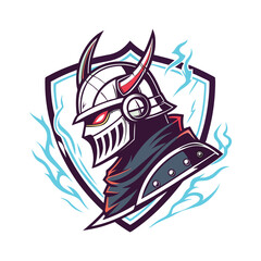 Cyber Warrior Gamer Mascot Logo with Futuristic Armor and Visor
