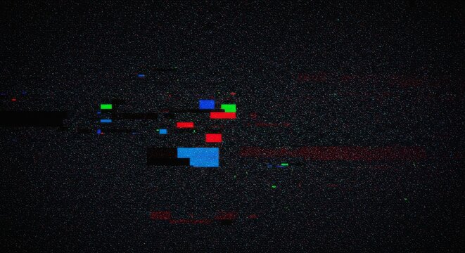 Glitch Texture - Abstract of colorful glitches on a dark background, perfect for tech or error themes