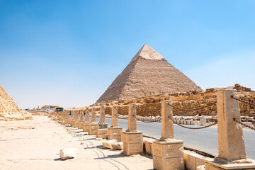 Picturesque view of the Pyramid of Khafre on the Giza plateau. Cairo
